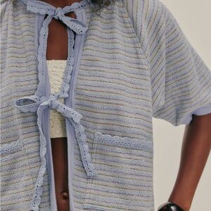 Free People Striped Lavender Hoodie